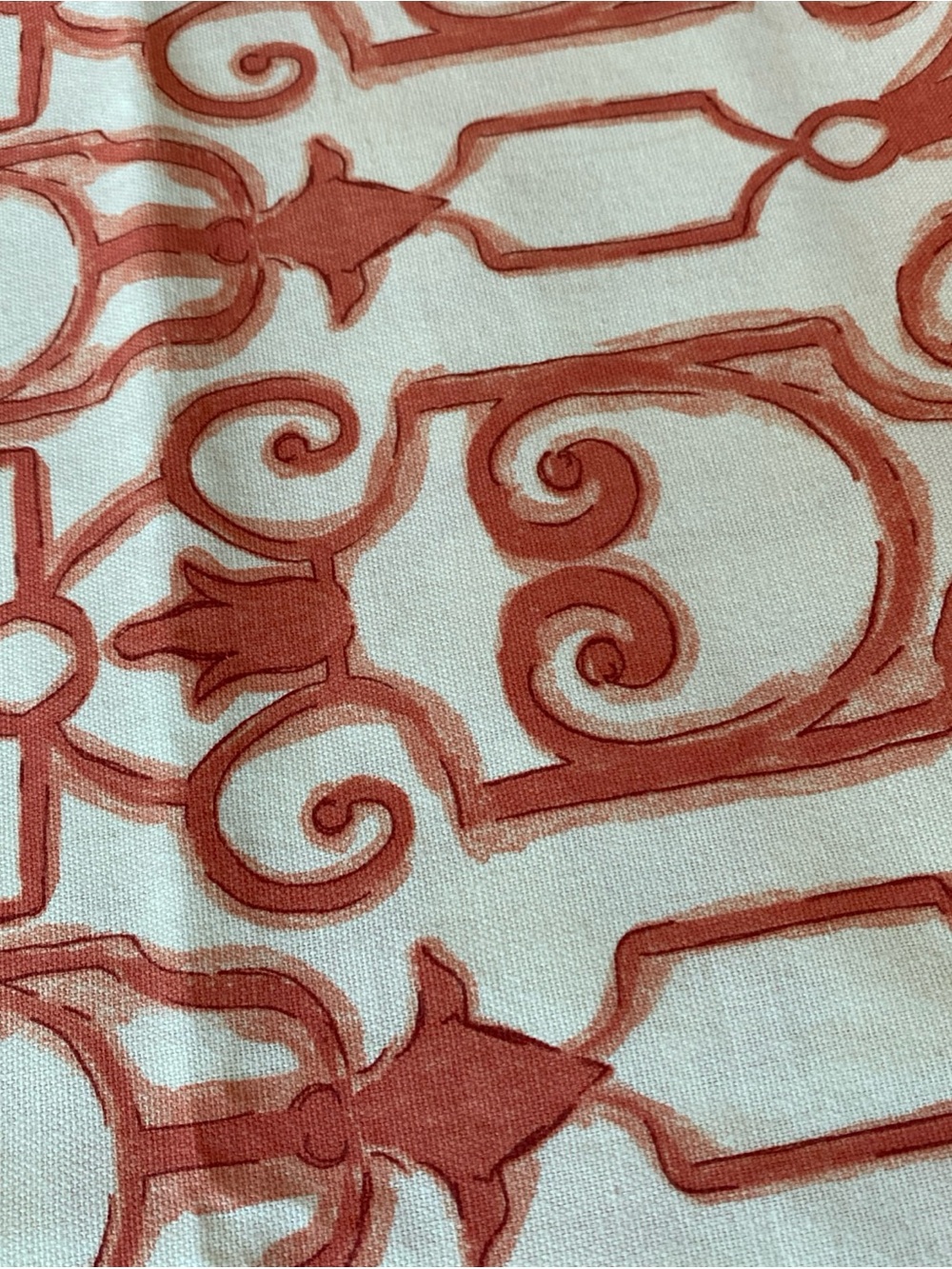 Mill Creek Fabrics Screen Print Fabric Geometric Trellis Pattern Coral 3 Yards